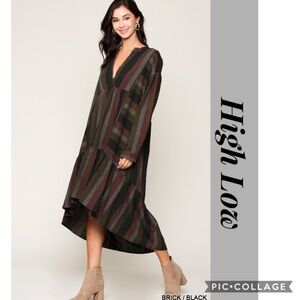 SALE!! 2 Left! Brick, Black & Gray High Low Dress